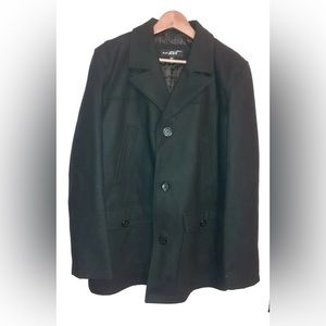 BLACK RIVET | 60% WOOL MENS OVERCOAT | COLOR BLACK | SIZE: LARGE | 4 POCKETS